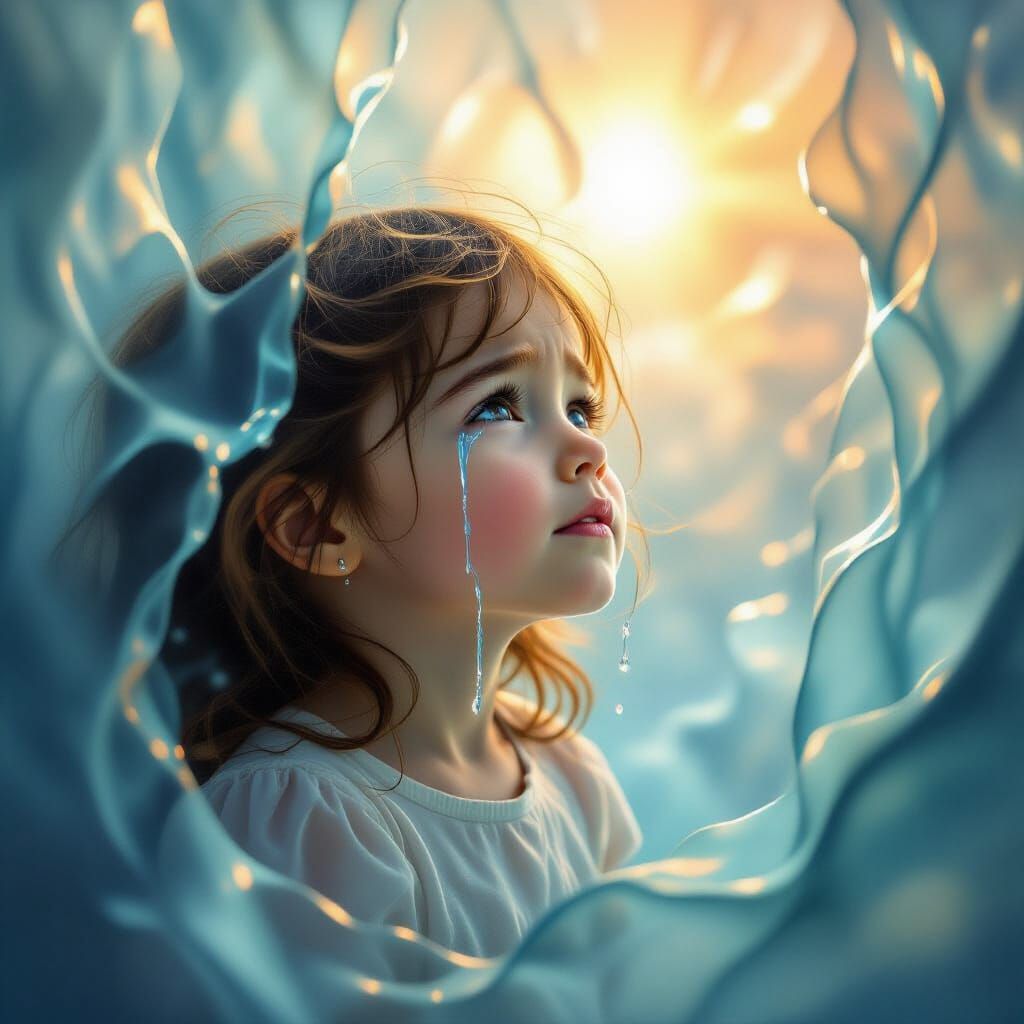 Girl Cries Revealing Dreamlike Illusion