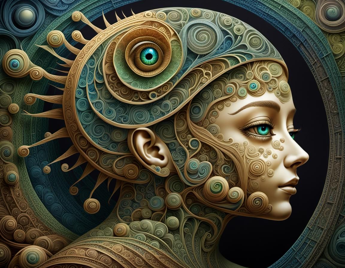 Surreal Eye with Iridescent Bismuth Cosmos