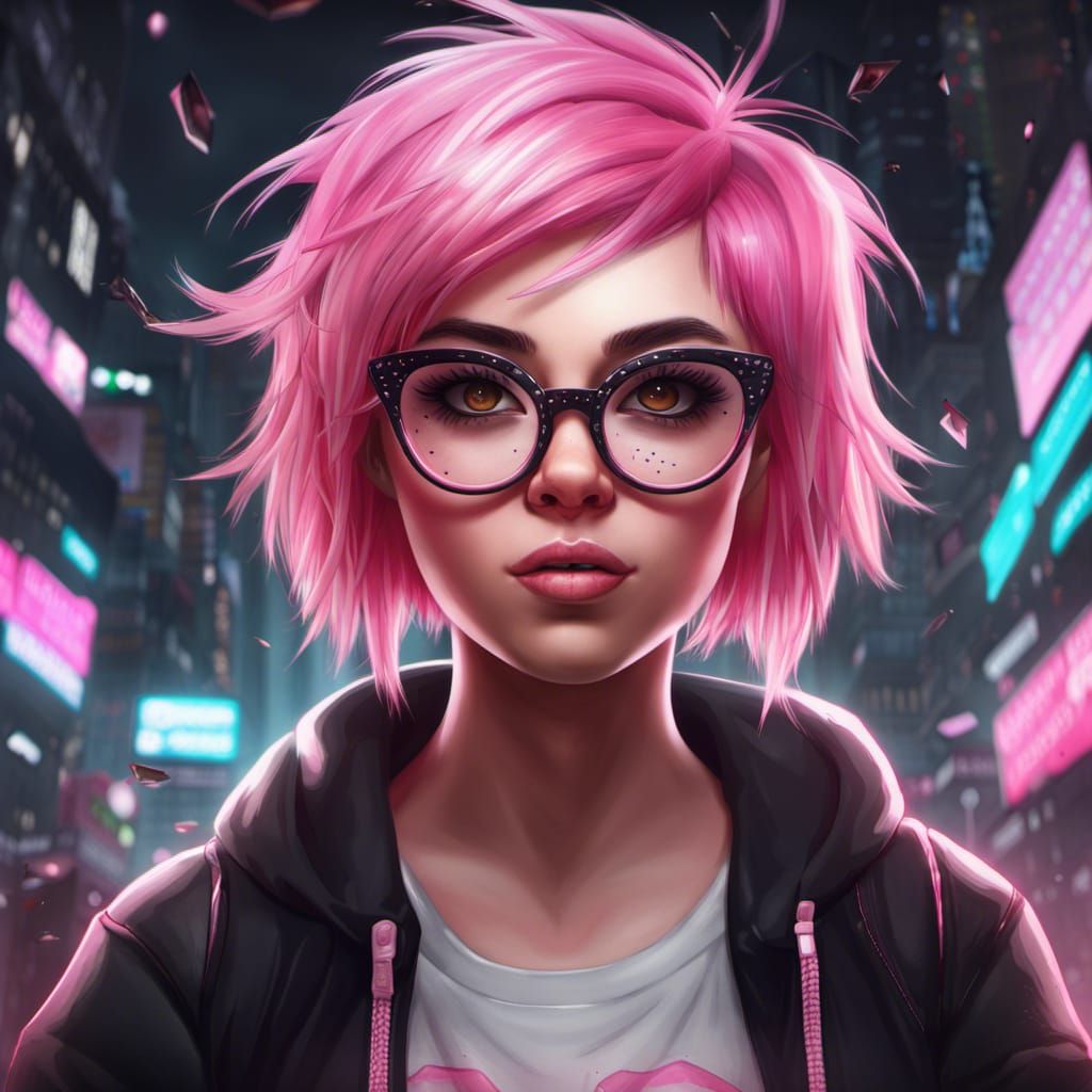 Pink Haired Gamer Girl - AI Generated Artwork - NightCafe Creator