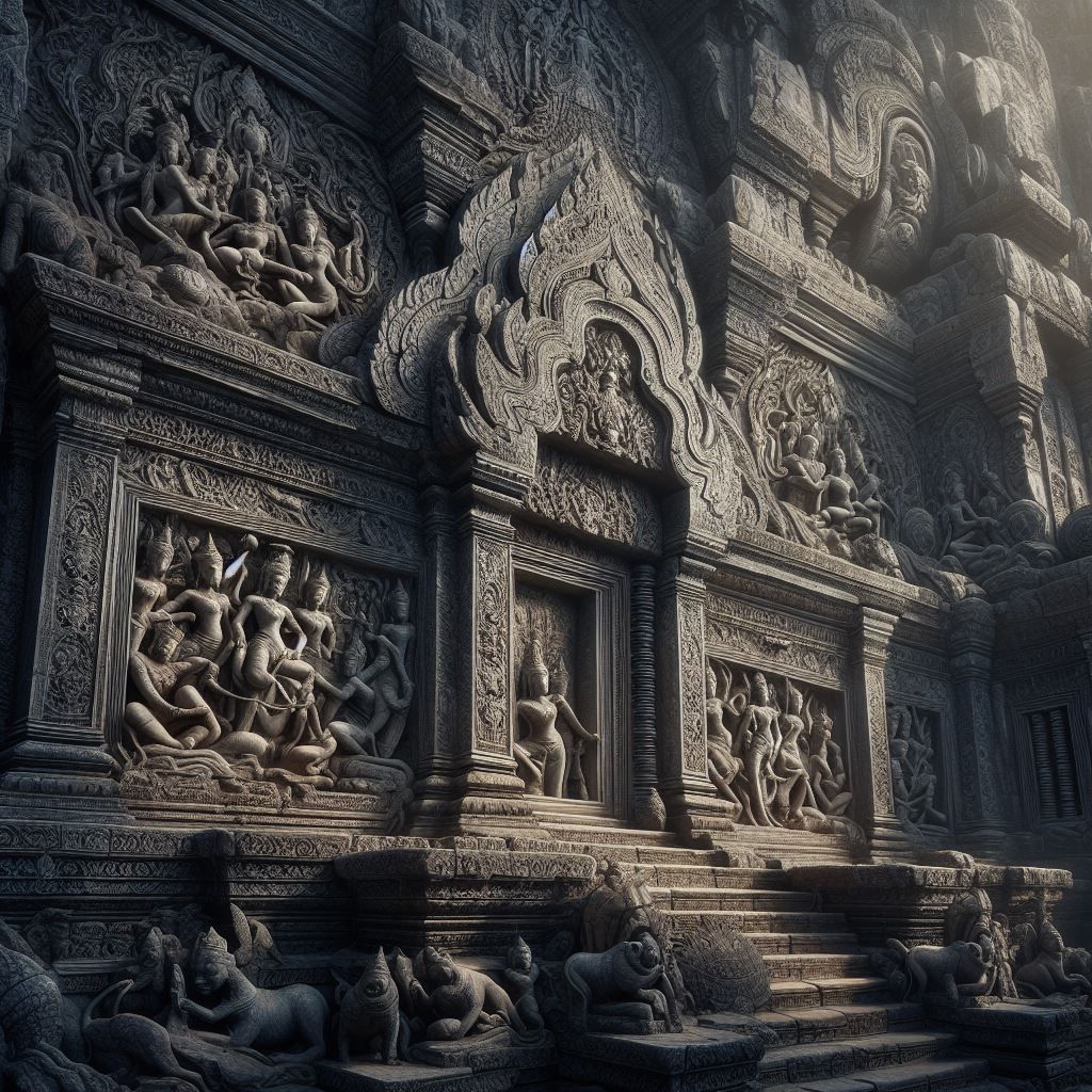 Siem Reap bas relief, Cambodia