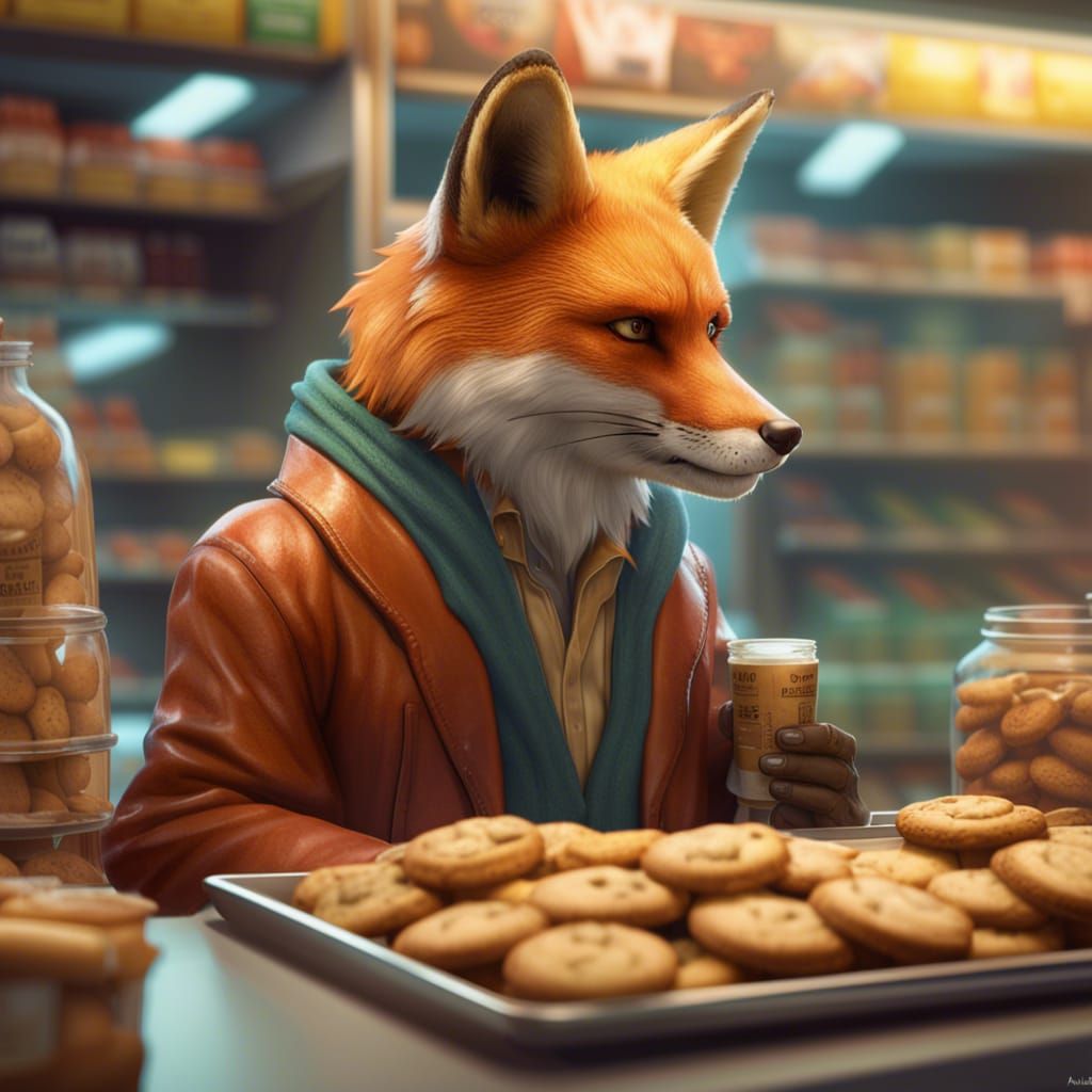 fox buying cookies at the supermarket  by @AliMar