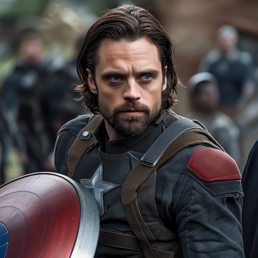 "Sebastian Stan as the Winter Soldier including mask, longis...