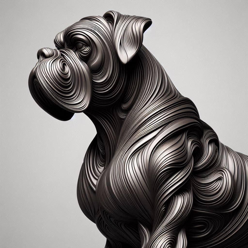 Bronze abstract statue of a boxer dog #III
