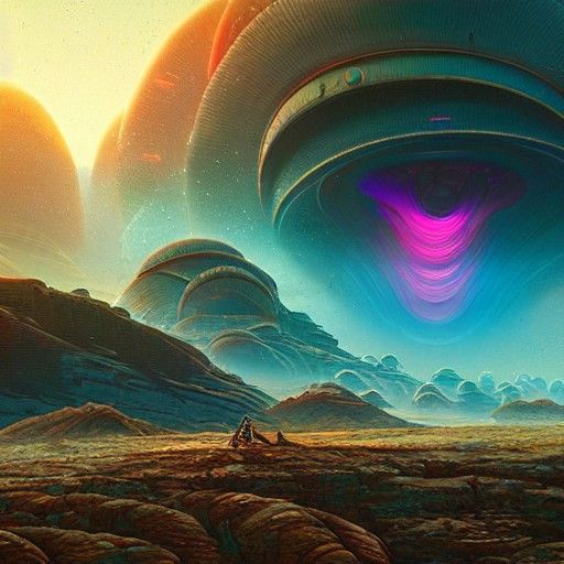 Alien Landscape 2 by Greg Rutkowski Dan Mumford James Gurney...