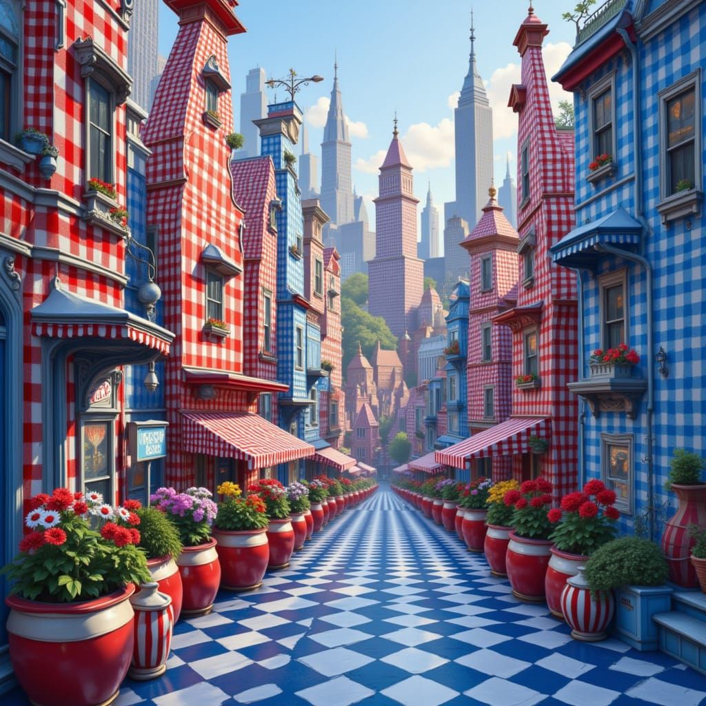 <lora:Gingham World:1.0> Gingham Cityscape
