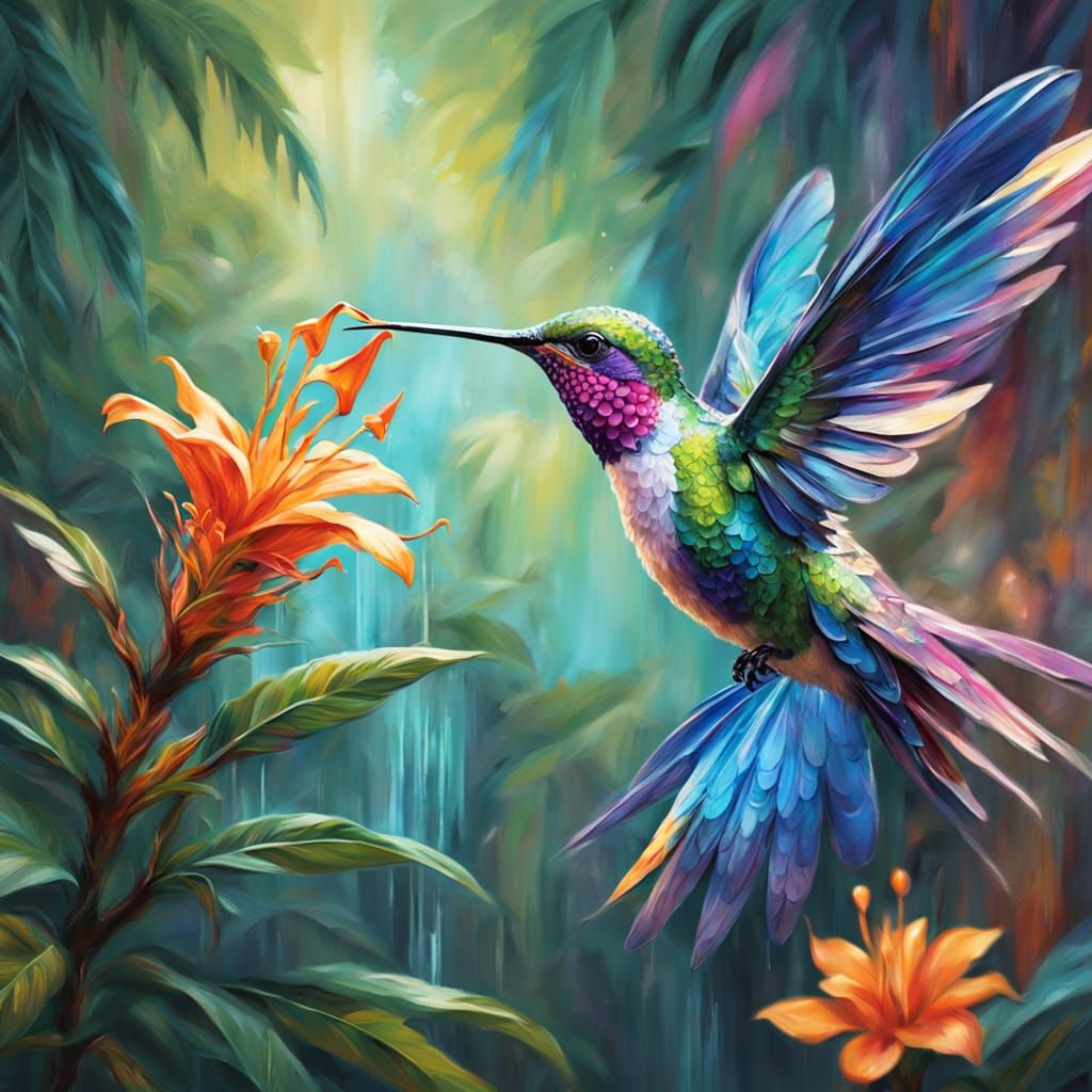 A hummingbird sips nectar   by @Dream_interpreter