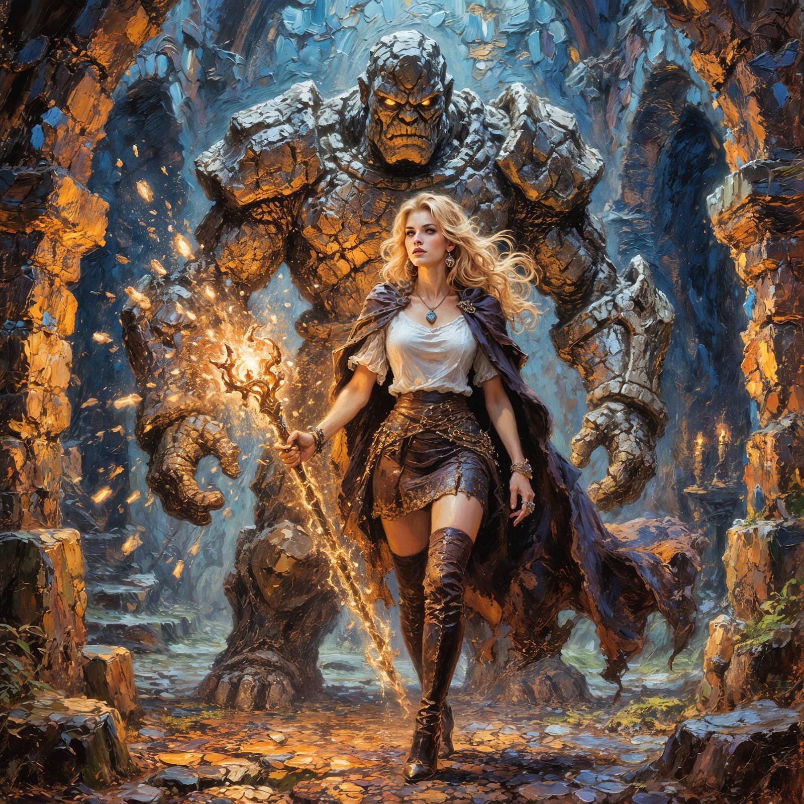 Meryl and the golem  by @Nyxator 