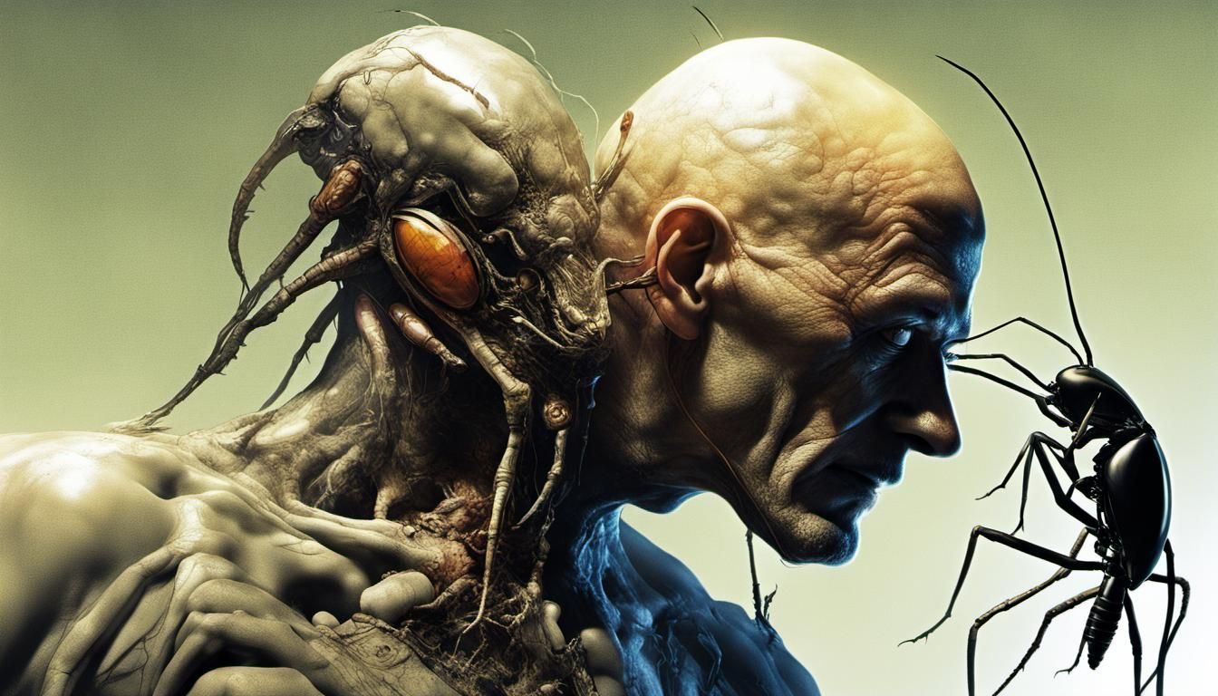 (Alien:1.3) hybrid a human/insect experiment.
Art style by J...