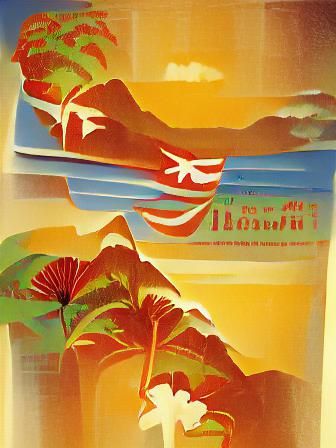 Hawaii vintage travel poster
