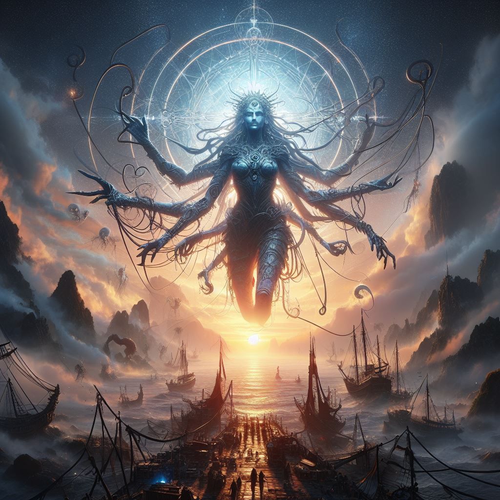 (Artist mix test Dall-e 3) by Marc Simonetti :: Alejandro Burdiso :: HR Giger :: Alena Aenami