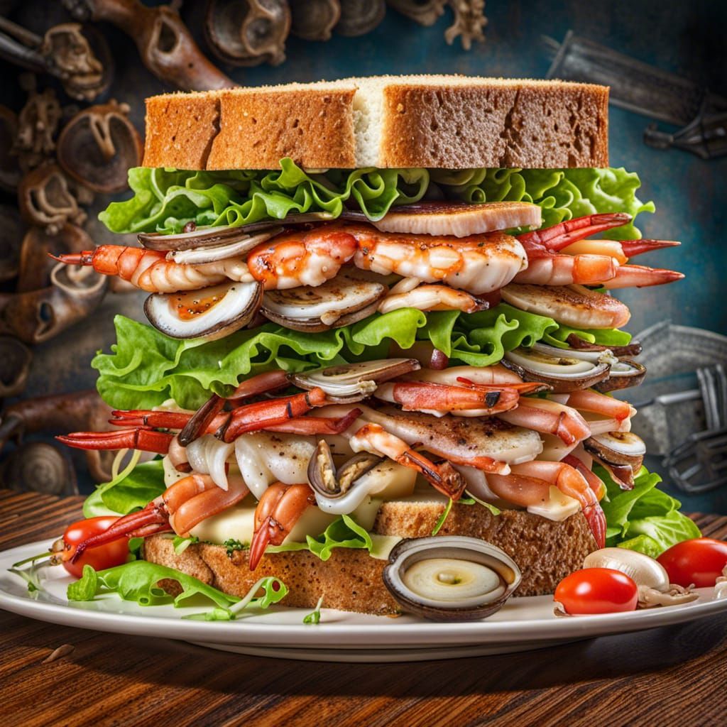 A seafood surprise sandwich  by @Ken Elmer