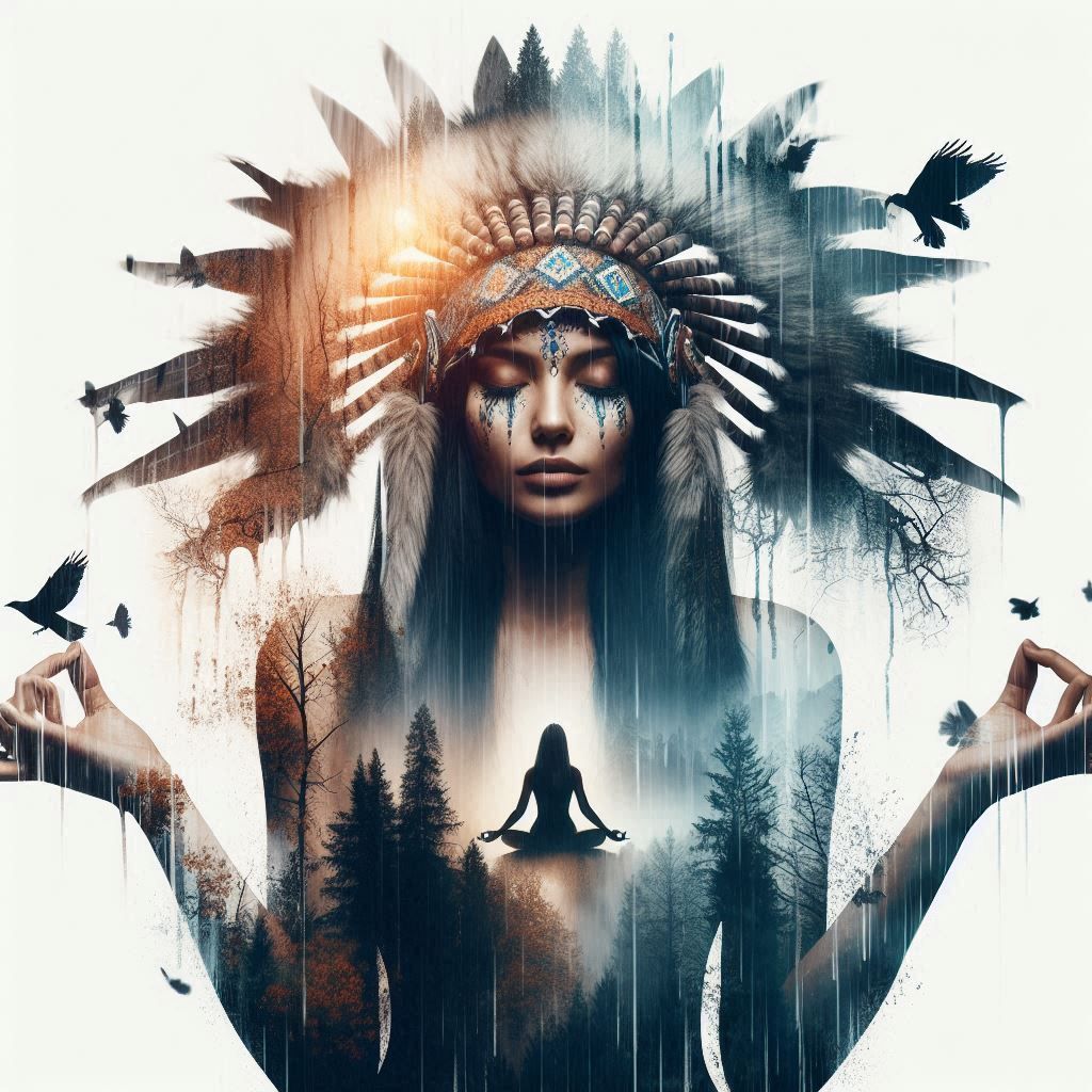 double exposure beautiful fantasy DALL-E 3 portrait landscap...