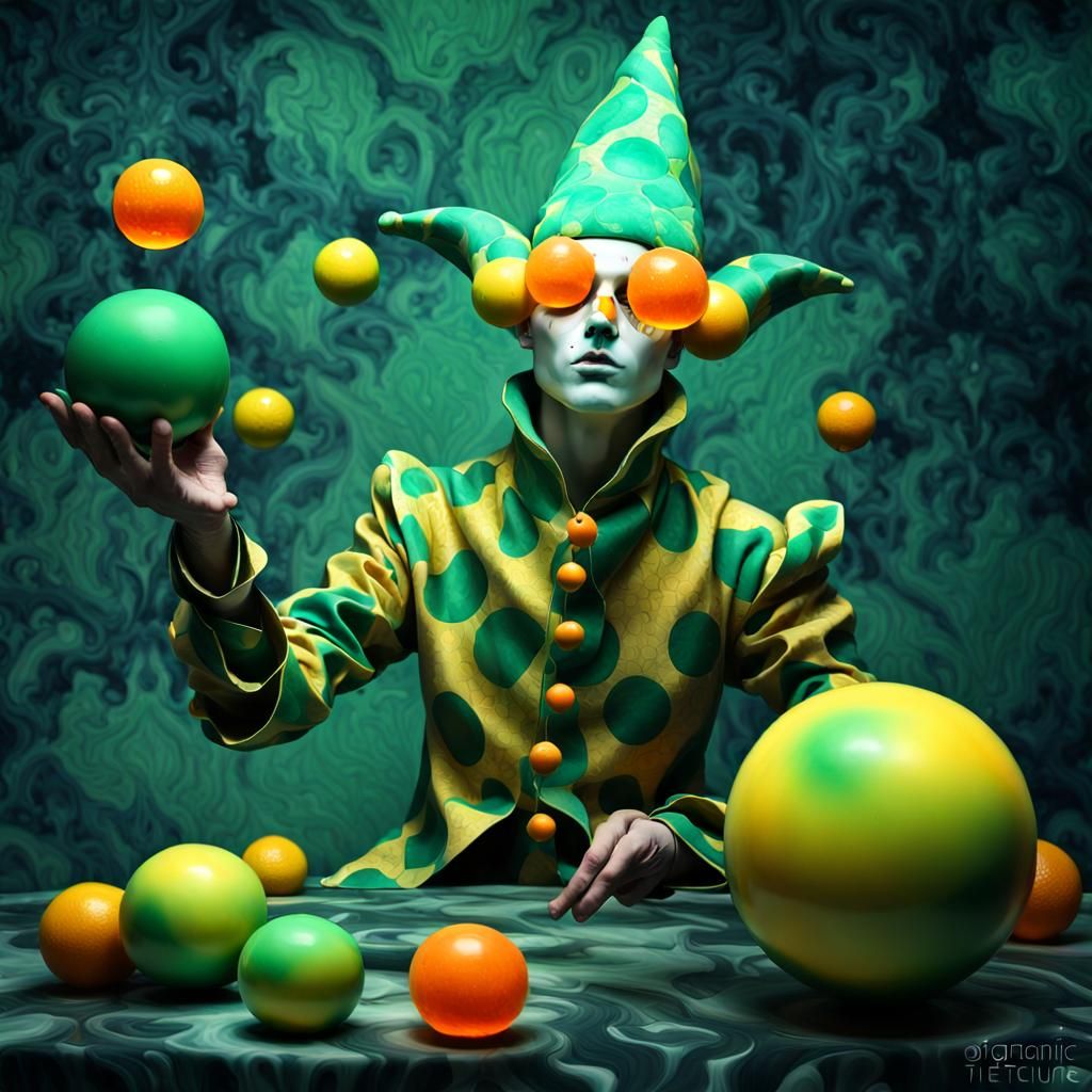 Jester Juggling Fireballs with Mushroom Head in Organicpunk ...