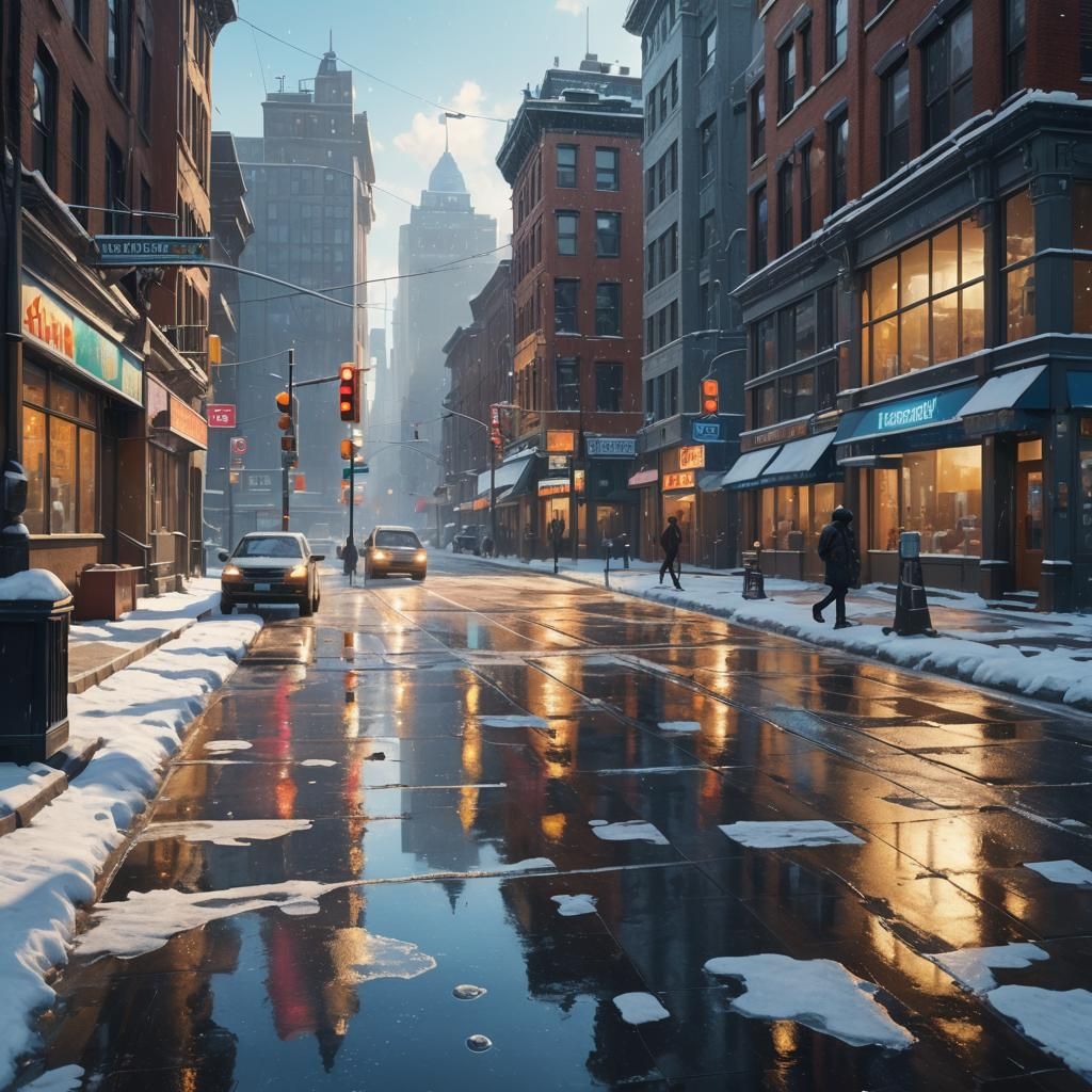A street covered in snow
