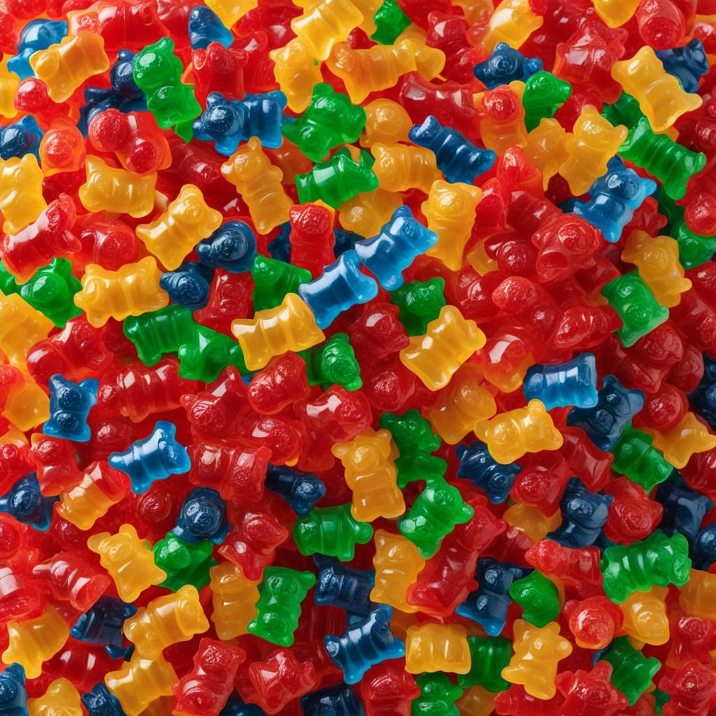 large plastic full of gummy bears