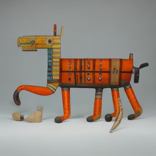 <lora:Whimsey-Wood-DSv8:1.0>Penny-farthing bicycle, colourful wooden toy