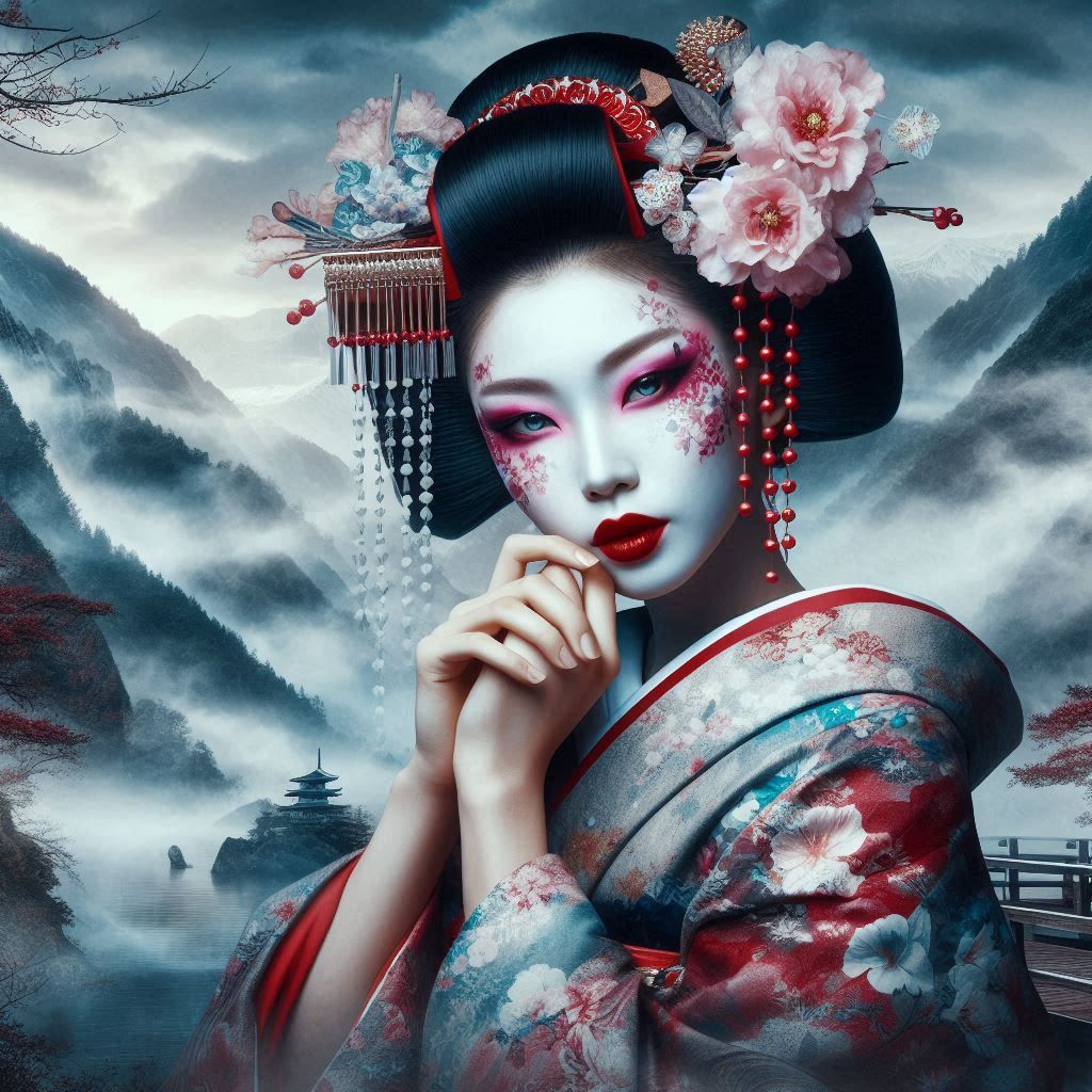 double exposure beautiful fantasy DALL-E 3 portrait landscap...