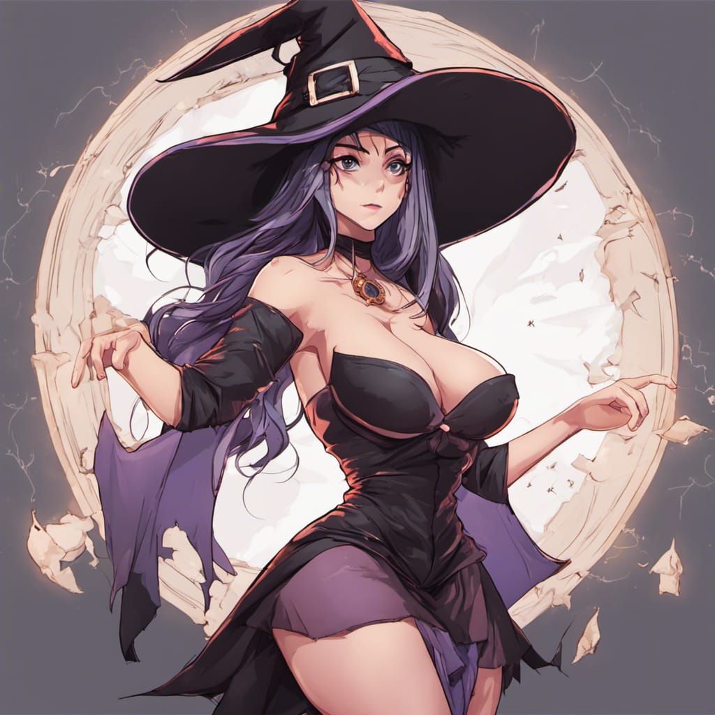 a big breast witch with dress - AI Generated Artwork - NightCafe Creator