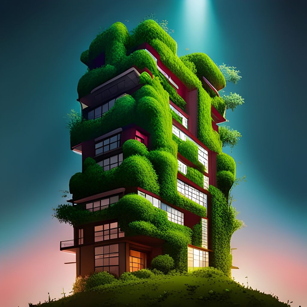 Overgrown Skyscraper - AI Generated Artwork - NightCafe Creator