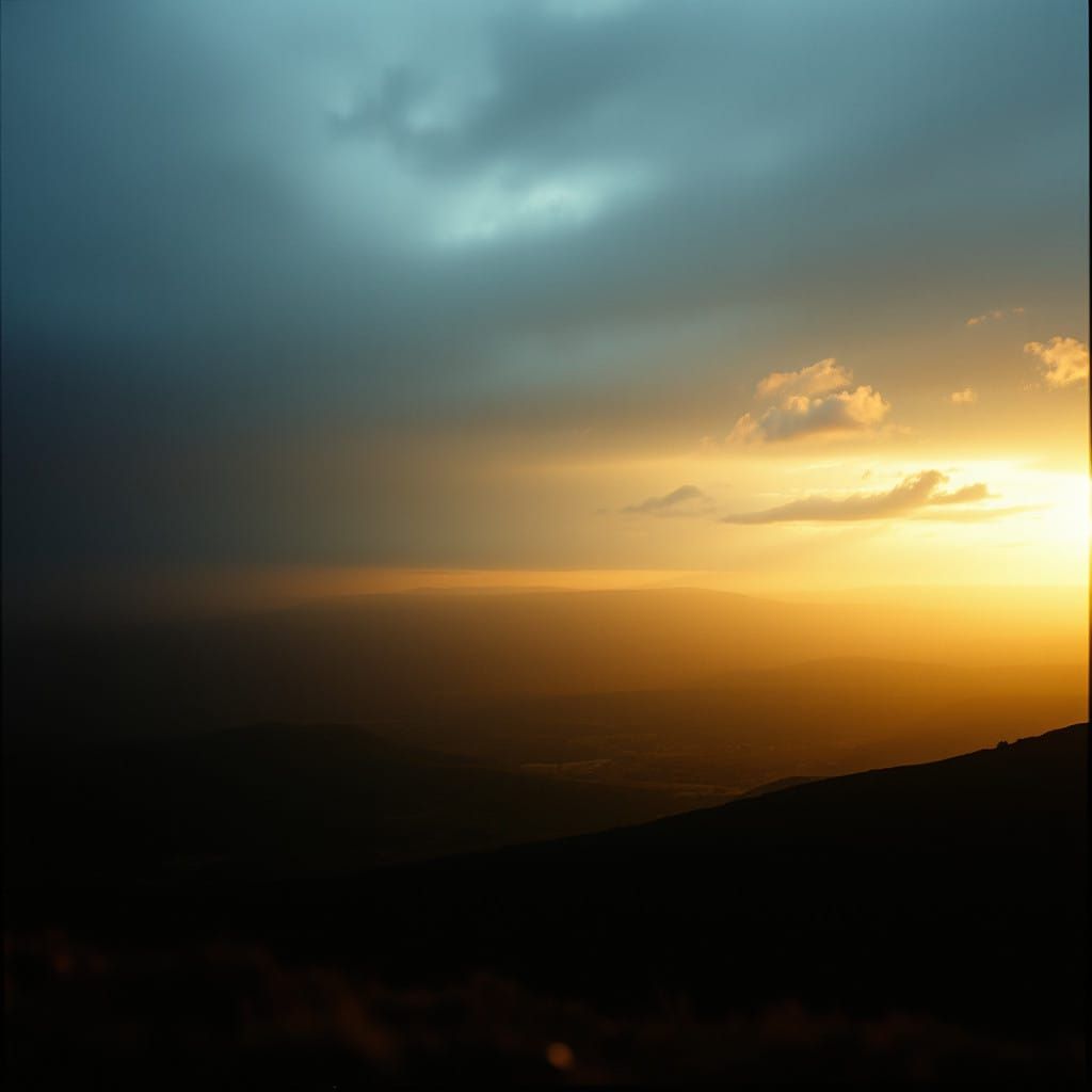 Epic 35mm Film Landscape with Dramatic Skies and Cinematic L...
