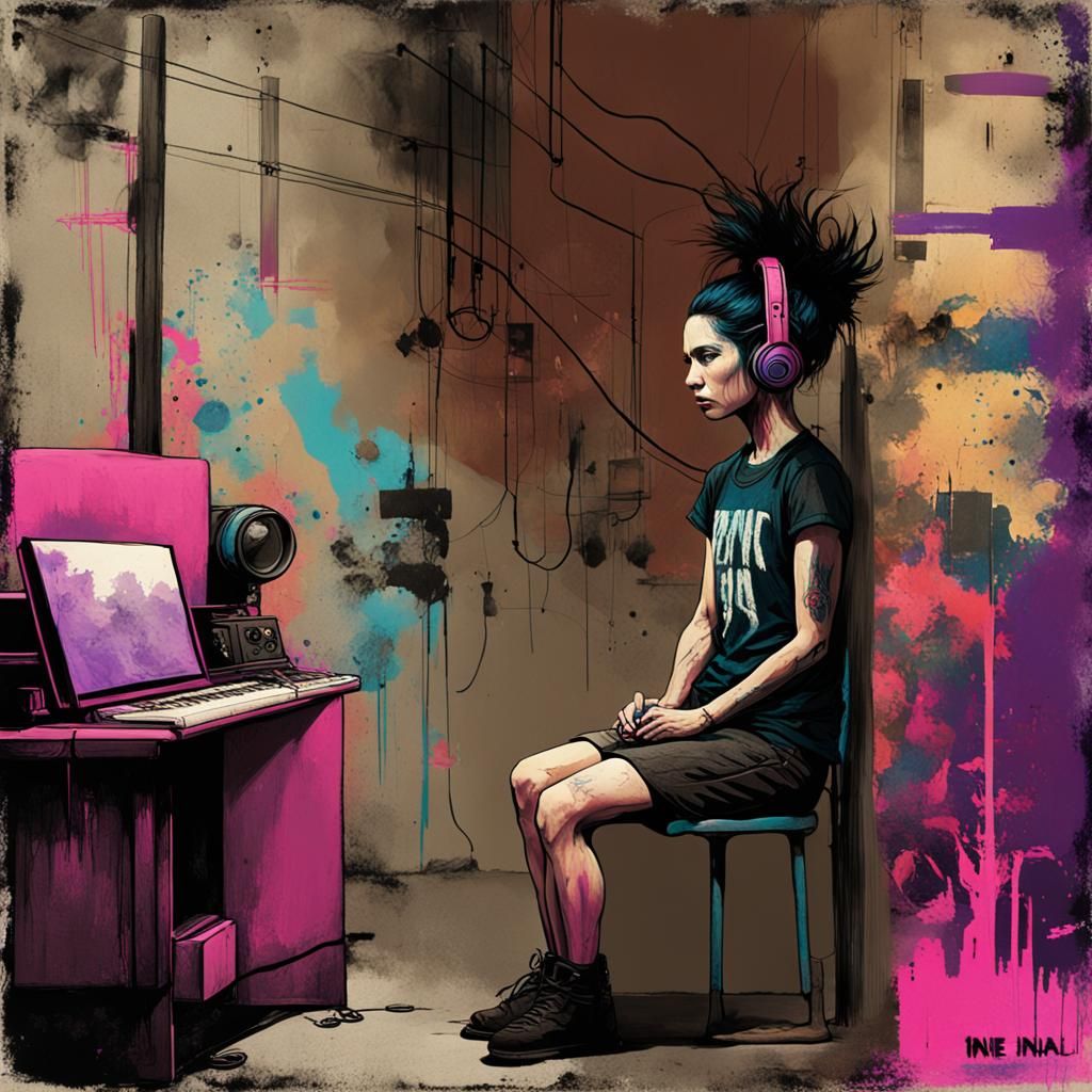 Create an album cover in a sketchy, raw, and visceral style with ...