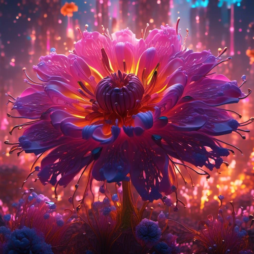 Glowing flower blooming