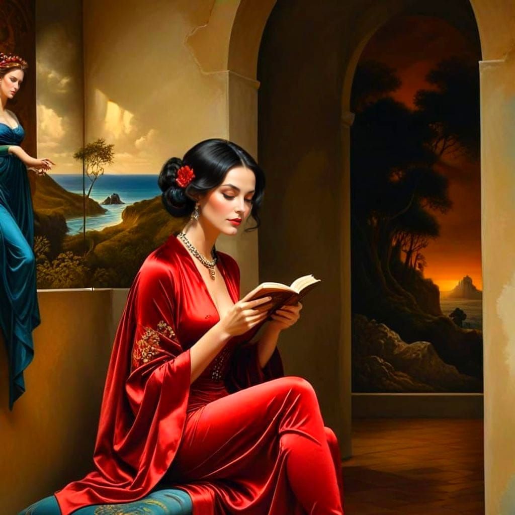 Surrealistic Portrait of a Dazzling Lady in a Whimsical Scen...