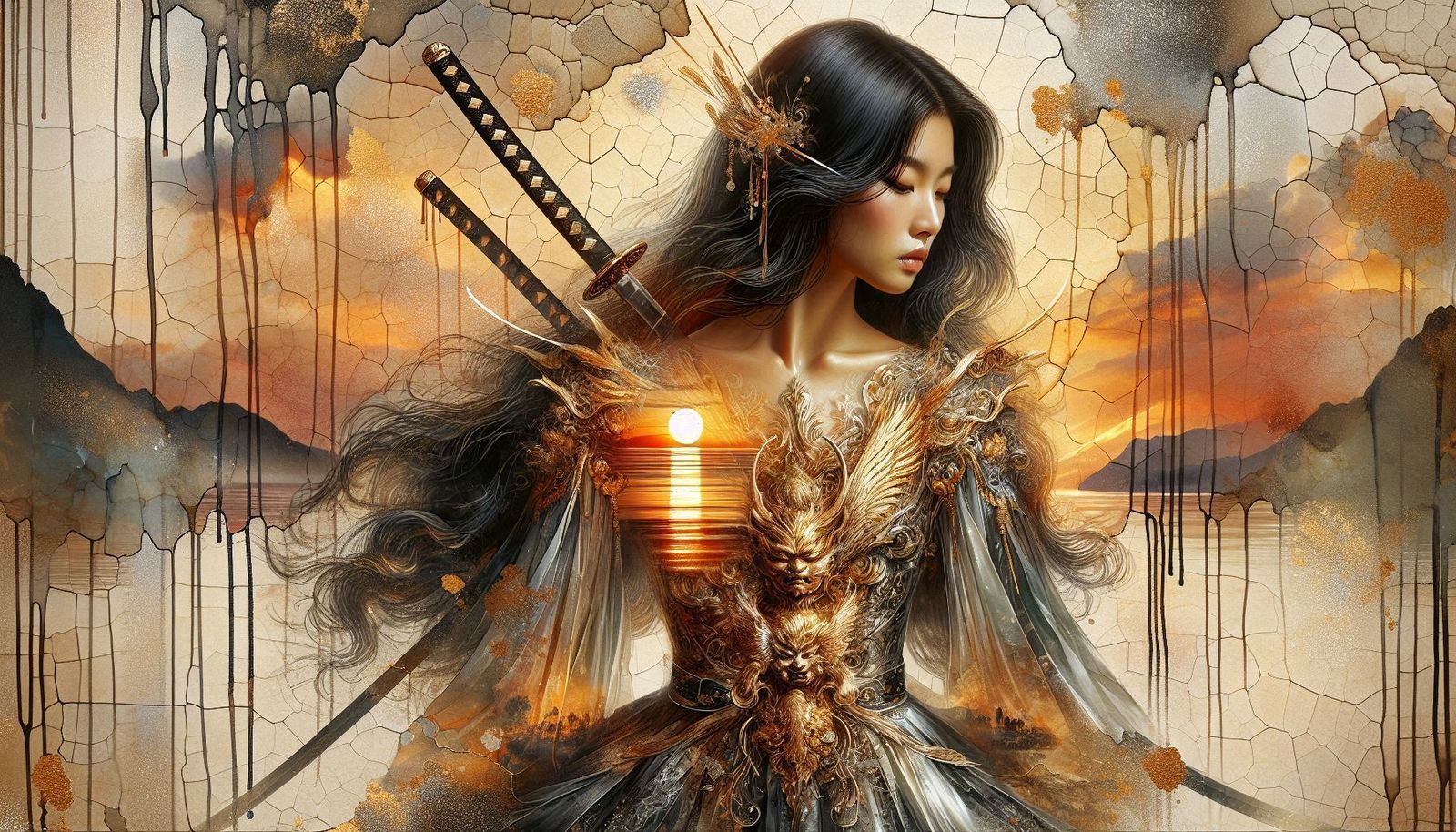 Transparent Silhouette Splash Art – Asian Woman – 16:9 Format – 19