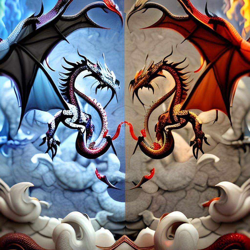 Yin Yang dragons, ice & fire