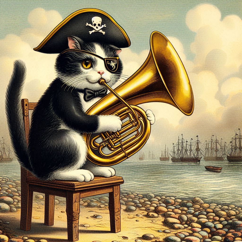 Pirate Kitty Playing Tuba #3
