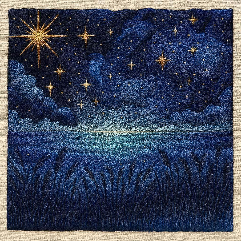 Celestial Night Sky Embroidery.
