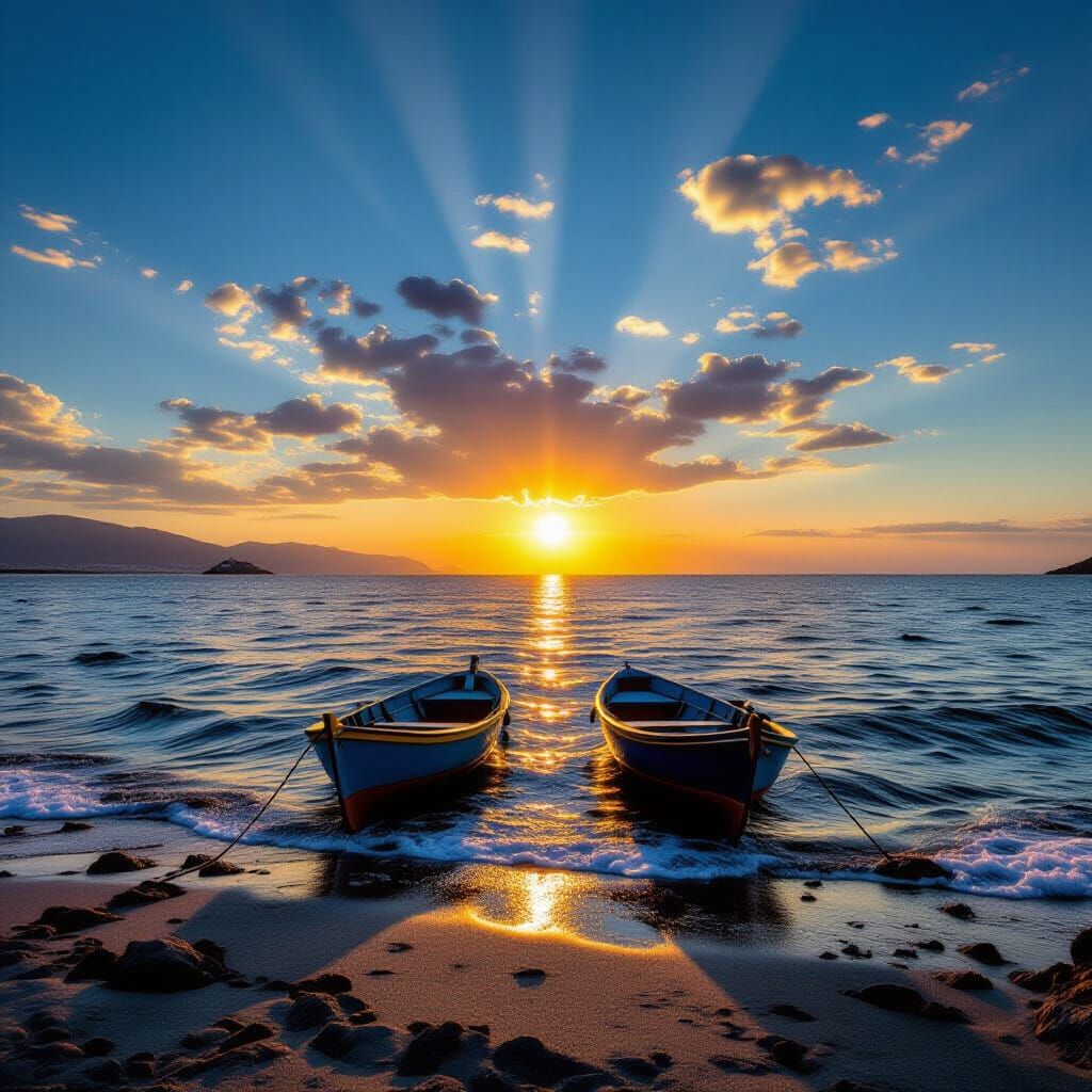 Endless Sunset Over the Sea