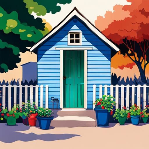 cute blue house