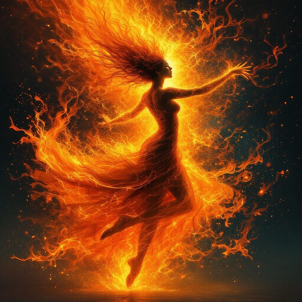 fire which shaped to a lady dancer  by @Lavender Days