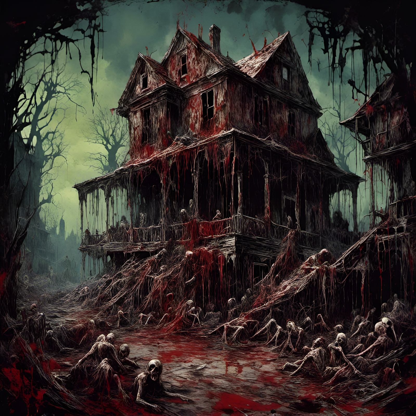 <lora:Splatter Graffiti:1.0> <lora:Macabre:1.0> Bloody Zombi...