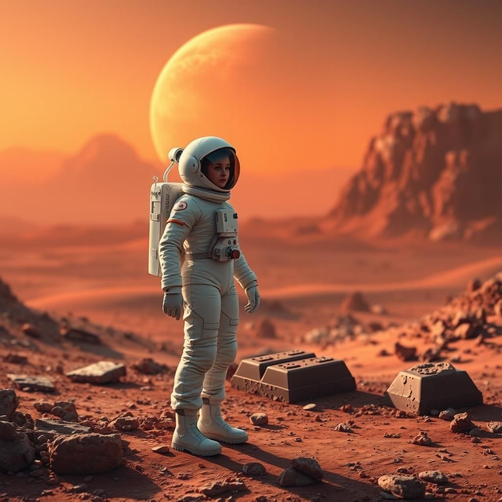  female astronaut on planet mars