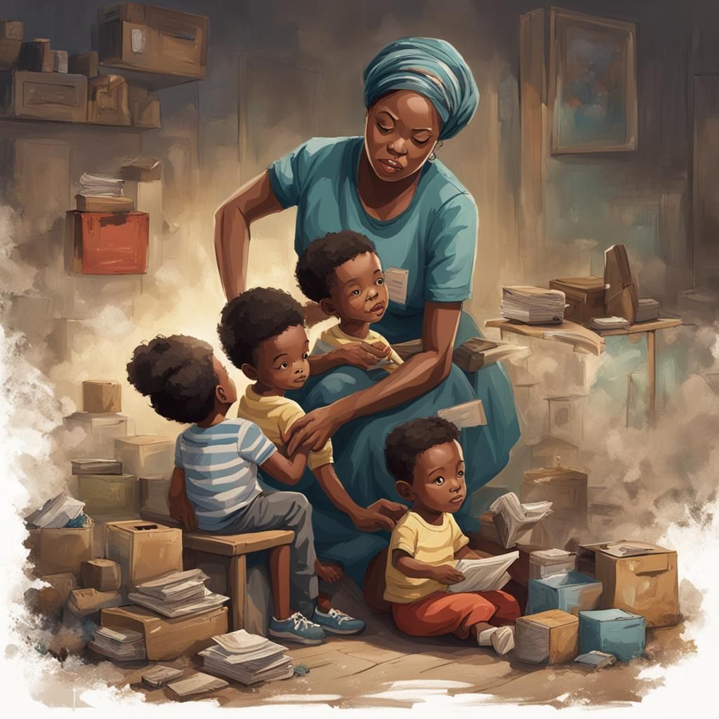 a single mom taking care of her children without the father of the children. She fixes everything for ...  by @Dragontinkerluv