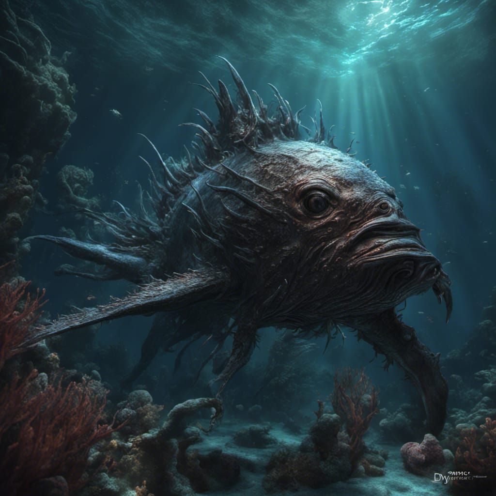 large underwater sea creature. dark - AI Generated Artwork - NightCafe ...