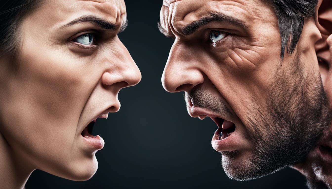Face to face between an angry man and woman. We see the two ...
