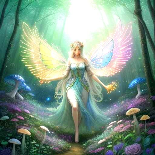 Enchanted Forest Fairy and Unicorn in Watercolor Style