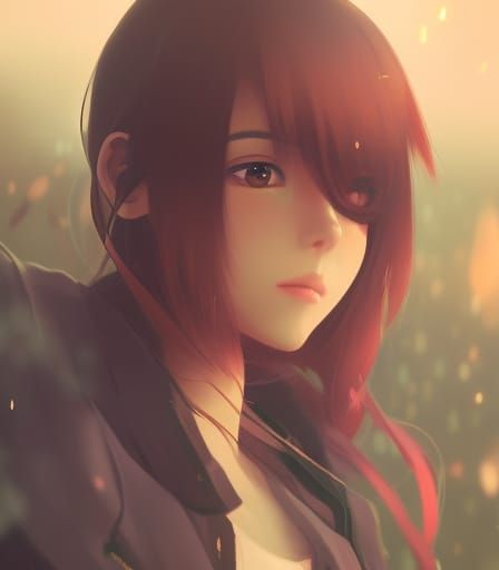 Anime Fox Girl in Noir Cityscape, Photorealistic Portrait