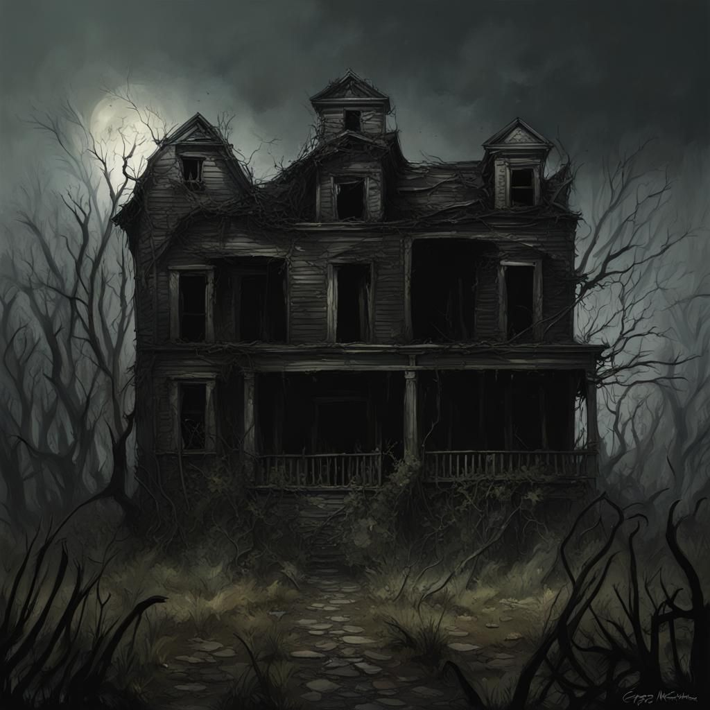 abandoned haunted house sinister, mysterious, dark sinister - AI ...