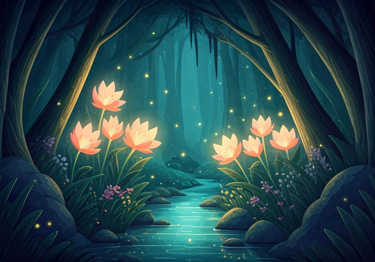 Enchanted flowers in a hidden glade