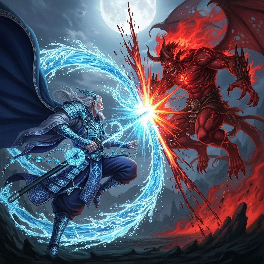 Sage of the Moonlit Waves VS Crimson Flame Demon  by @MYK921