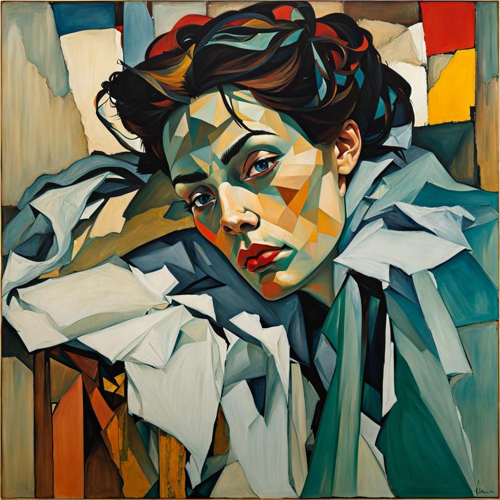 SHATTERED late frost PRIESTESS, dreamlike, Elaine de  Kooning, Schiele  by @Paulo
