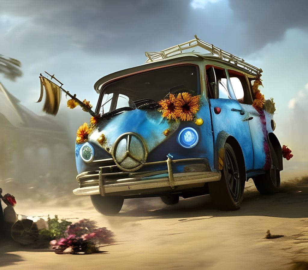 Classic Peace Volkswagen Van  by @JXDoodles