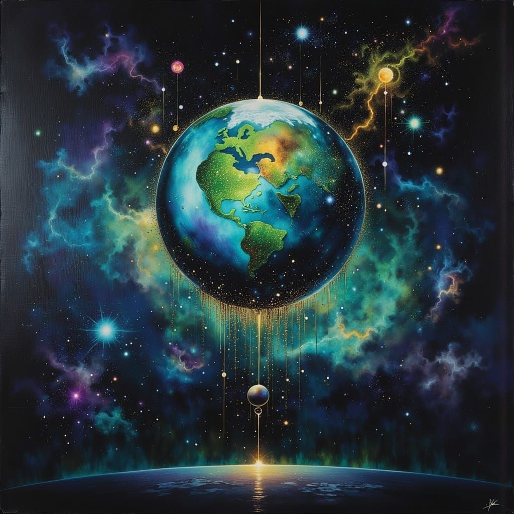 Ethereal Cosmic Dreamscapes in Neon-Lit Splendor