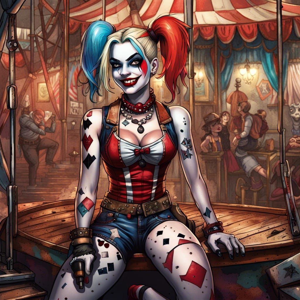 Harley Quin at Amusment Park 2 - AI Generated Artwork - NightCafe Creator