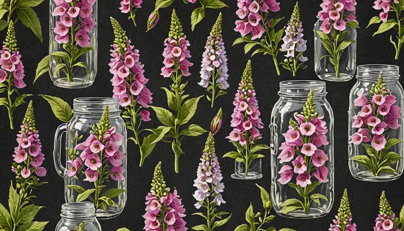 foxglove flowers in mason jar