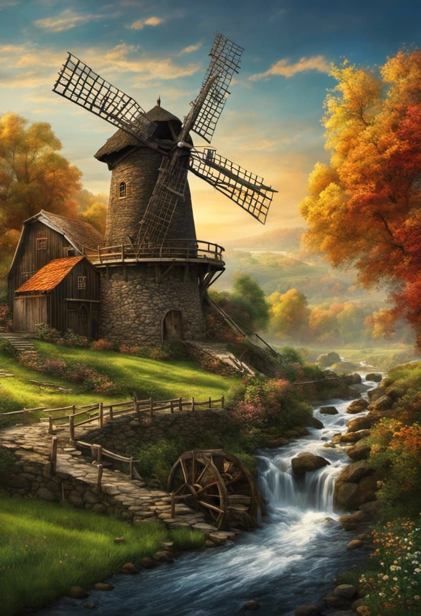 The old mill, next to fast flowing Fastbrook river (fictitious)